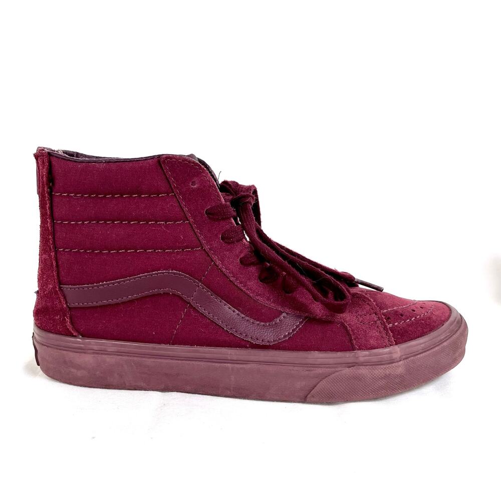 Vans Old Skool Sk8 Hi Burgundy Red Skater Shoes Womens Sz 8.5 Men Sz 7 Grunge